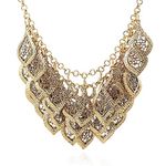 YAZILIND Vintage Gorgeous Multilayer Gold Plated Leaves Chain Collar Bib Chunky Necklace