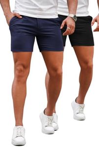 GINGTTO Mens Slim Fit Shorts 5" Skinny Stretch Chinos Tapered Leg 36