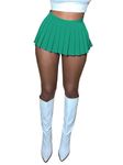 YILEEGOO Womens Sexy Mini Pleated Skirts High Wiast Tennis Skater Y2k Club A-Line Skirt Green
