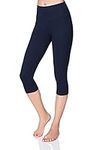 SOFTSAIL Leggings for Women 3/4 Length Capri Cotton High-Waisted Cropped with Tummy Control Yoga Pants for Women Ladies Leggings for Sports Workout Gym Activewear, Black 12