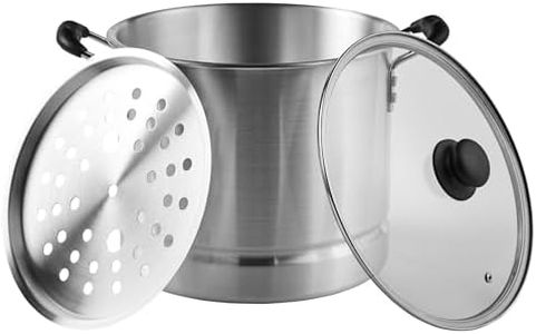 IMUSA USA Steamer with Glass Lid 20-Quart, Silver