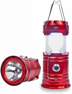 2025 Upgrade Solar Powered Camping Lantern, Flashlights Charging for Phone, USB Rechargeable LED Camping Lantern, Collapsible & Portable for Emergency, Hurricanes, Power Outage, Storm (Red*1)