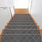 stusgo Stair Treads Non-Slip, 8"x 30" (15-Pack) Stair Runner for Wooden Steps Indoor, Safe Soft Stair Carpet for Kids Elders, Dogs, Adhesive adsorption Increased Grip (gray)