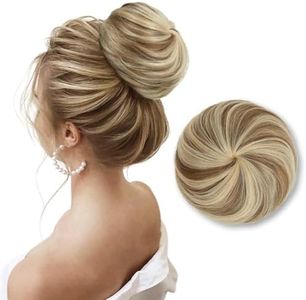 SARLA Hair Bun Extension Synthetic Drawstring Updo Fake Ballet Bun for Women Lady Donut Chignon Bahama Beige