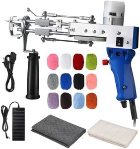 JTVTW Kit de pistolet à touffeter avec tissu antidérapant et 12 boules de laine pour débutant (bleu)