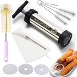 Churro Maker Kits, Stainless Steel Churro Maker, Piping Bag, Churro Filler, 2 Brushes and 3 Nozzle