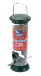 RSPB 68483197 Premium Hanging Nyjer Seed Feeder, Easy Clean, Aluminium, bird seed niger feeder. supporting charity. Wild bird, for use in gardens & outdoors pouches,Green, 9-inch