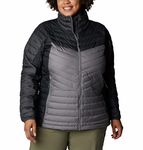 Columbia Womens Powder Lite II Full Zip Jacket, City Grey, Shark, Black, XL