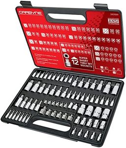 CARBYNE Master Torx Bit Socket Set & External Torx (eTorx, Female Torx) Socket Set, 74 Pieces | Includes Super Short T10-T60, Torx T6-T70, Tamper TT6-TT70, Torx Plus TP8-TP60, E4-E24. S2 Bits,CrV Skts