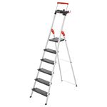 Hailo TopLine L100 8050-307 Aluminium Safety Stepladder with Multifunctional Shell, Safety Holder, Platform Lock and 130 mm Extra-Deep Steps, Black, 8050-607