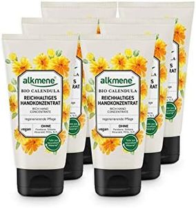 alkmene crema de manos concentrada en caléndula orgánica - crema para manos secas y agrietadas - crema vegana sin siliconas, parabenos, aceite mineral, PEGs, SLS y SLES (6x 75 ml)