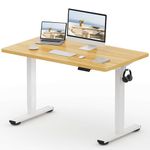 FlexiSpot E1 Plus ONE PIECE Electric Standing Desk Height Adjustable Sit Stand Desk with Memory Smart Panel(120 * 60cm, White Frame+Maple Desktop)