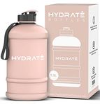 HYDRATE XL Jug 1.3 Litre Water Bottle - BPA Free, Flip Cap big Water bottle Ideal for Gym, adults fitness, Clear Water container Large Sports Bottle, Extra Strong Material Water Jug (Matte Nude)