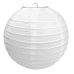 Other 30Cm / 12", 60 W - Classic Round Bamboo Style Ribbed Paper Lantern Lamp Shade White