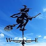 Metal Weather vanes Black Witch Shape Weathercock 75x40cm，Wind Direction Indicator for Garden Decor Roof Outdoor, Wind Vane Garden Courtyard Decoration