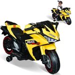 Wembley R3 Electric Bike for Kids Battery Operated Ride on Toy Mini Baby Bike for Kids 3+ Years Boys & Girls with Foot Accelerator Bluetooth Music & Light -Yellow