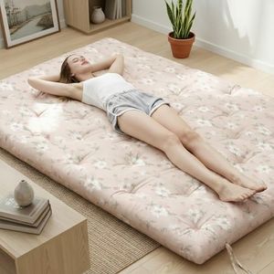 Syrinx Japanese Floor Futon Mattress King Size 80"x76", Foldable Lazy Floor Bed for Adults, Roll Up Lounger Tatami Sleeping Mat, Water Resistant Futon Tatami Mattresses for Home, Travel.