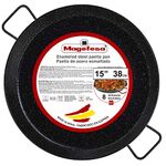 Magefesa® Enameled - Paella pan 15 in - 38 cm and 8 Servings, Made in Enameled Steel, with Dimples for Greater Resistance and Lightness, Ideal for Cooking Outdoors, Cook Your own Valencian Paella