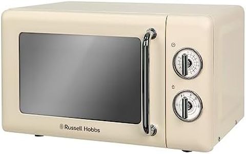 Russell Hobbs RHRETMM705C 17 L 700 W Cream Compact Retro Solo Manual Microwave with 5 Power Levels, Timer, Defrost Setting, Easy Clean