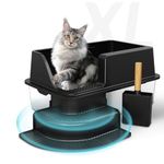 WEALLIN Enclosed Stainless Steel Cat Litter Box - XL Extra Large, High-Sided Stainless Steel Litter Box with Lid - Odorless, Anti-Leakage, Effortless Cleaning, Complete with Scoop