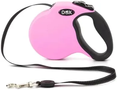 DDOXX Retractable Dog Leash - Strong Reflective Nylon Strips with Break & Lock System - M (Pink)