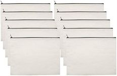 10 PCS White Canvas Makeup Cosmetic Bag - Pouch Zipper Bag Organizer