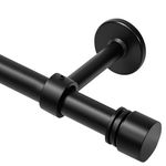 120 to 170 Inch Long Curtain Rods (10ft-14ft), 1" Diameter Thick Adjustable Black Decorative Curtain Rod for Windows - Heavy Duty Improved Adjustable Metal Brackets, for Sliding Glass Doors