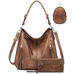 Hobo Bags for Women Handbags Purse Ladies Boho Shoulder Bag Crossbody Brown with Wallet Brown