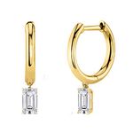 MINUTIAE Solitare Diamond Dangling Clip On Austrian Zirconium Earring For Women And Girls (Baguette Shaped, Gold)