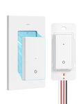 DEWENEILS Wireless Light Switch, 125V Wireless Light Switch and Receiver Kit with Magnetic Panel, 3 Way Wiring Method, Ideal for Ceiling Light, Fan, Lamp, 100FT Range, Neutral Wire Needed, FCC Listed