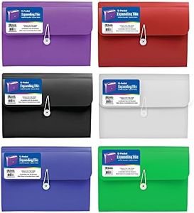 BAZIC Products Expanding File Folder 13 Pockets w/A-Z Tab Monthly Tabs, Letter Size Plastic File Pocket Folders, Office Paper Documents Organizer, 6-Pack