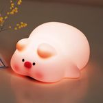 VTIGER Pink Pig Night Light for Kids, Rechargeable LED Touch Cute Pig Lamp, Food Grade Silicone, 3 Modes Squishy Piggy Night Lamp, Cute Night Light for Nursery Baby Room, Gifts for Kids Girls Boys