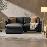 Best Choice Products 82in Modular Pillowtop Loveseat Sofa, Deep Seat Sectional Couch w/Ottoman & Storage, Comfy, Washable, Real Wood Frame and Legs – Gray
