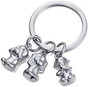 TROIKA THREE MONKEYS KR17-18/MA - Llavero con diseño de mono, 3 monos, no vemos, nada oír, nada dice, metal fundido mate, cromado plateado, original