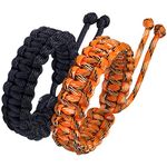 Jewever Paracord Survival Bracelets Braided Paracord Handmade Rope for Couples Men Women Adjustable Size(Set of 2), 8 inch, Polyester