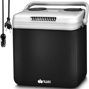 tillvex Glacière électrique 32L | Mini Frigo 230 V et 12 V pour Camping avec Voiture | refroidit et réchauffe | Mode ÉCO (Anthracite)