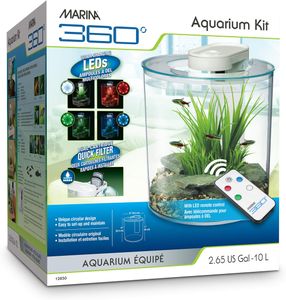 Marina 360 Aquarium 10L – Remote Control Multi-Colour LED Lighting