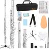 Kmise Closed Hole C Flute, Responsive Flute Instrument, Premium and Durable Flutes with Gig Bag, Collapsible Stand, Beginner's Guide, Cleaning Kit - Effortless for Beginners, Students (Nickel Plated)