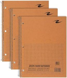 ROARING SPRING Graph Paper Notebook, Spiral Lab Notebook, 3 Pack, Green Tinted Paper, 80 Sheets, 11" x 8.5", Quad Ruled 5x5 Grid, Made in USA, Ideal for Math, Engineering & Science