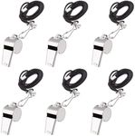 Whistle for Coaches 6 pcs, Stainless Steel Whistles for Teachers with Lanyard, Metal Whistle for Referees, Teachers, Coaches or Emergency Use