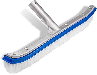 Swimming Pool Wall & Tile Brush,18" Heavy Duty Vinyl Polished Aluminum Back Cleaning Brush Head Designed for Cleans Walls, Tiles & Floors, Nylon Bristles Brush Head with EZ Clips (Pole not Included)