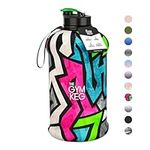 THE GYM KEG Sports Water Bottle Insulated | Half Gallon | Carry Handle | Big Water Jug For Sport | Large Reusable Water Bottles | Ecofriendly, Tritan BPA Free Plastic, Leakproof (NY Rebel, 2.2 L))