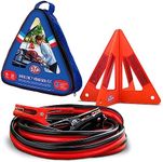 STP 3-Piece Roadside Kit, Jumper Cables for Car Battery, 12 ft Heavy Duty Automotive Booster Cables with Reflective Triangle and Carrying Case