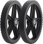 GICOOL 14 x 1.75'' Spoked Plastic Wheel and Tire, 2.45" Hub Length, 1/2" Inside Bearing, Universal Replacement Wheel for Lawn Mowers and DIY Trolley Wagon Cart, 2 Pack