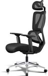 MELOKEA Ergonomic Office Chair with Auto-chasing Lumbar Support 3D Arm Widened Headrest Spring Seat Cushion Patented Weight-sensing Base 133° Lock Solidly Built Mesh, EN1335 Standard