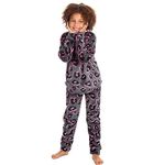 WS-AW23 Kids Girls Neon Leopard Long Sleeved Lounge Set Plush Fleece Warm Pyjama Set Grey 9-10 Years