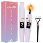 URSOBTF Heated Eyelash Curlers, Electric Eyelash Curler Type C Rechargeable, Heated Lash Curler for Women Natural Eye Lash Curler Makeup Tool with Eyelash Comb, 24 Hours Long Lasting - Light Purple