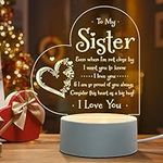 Sister Gifts - to My Sister Night Light, Sisters Gifts from Sister Brother, Sister Birthday Gifts, Mothers Day Gifts for Sister, Christmas Night Lamp Present