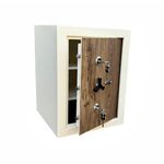 ARMOUR 114 Litre Safe Locker, Mechanical Manual Key Lock Box - Mild Steel Money Safe with 3 Live Door Bolt For Home Office Shop Cash Jewelery (Ivory Color with Wooden Texture Fascia) - 18 x 19 x 24 IN