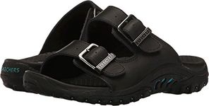 Skechers Women's Reggae-Jammin Sandal, Black/Black, 9